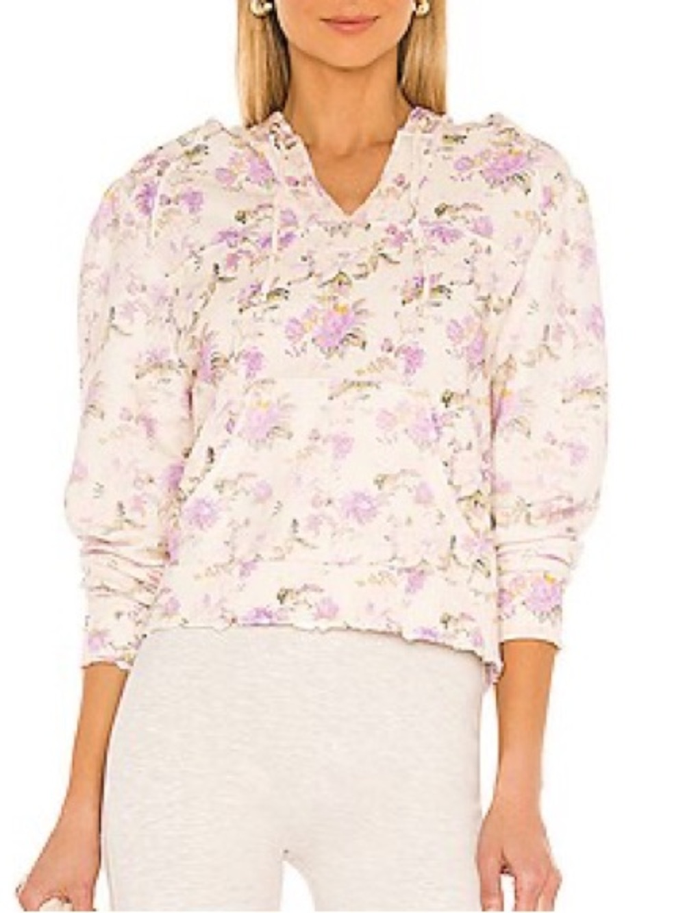 LoveShackFancy 100% Cotton Kirby Hoodie Size S Ultra Violet Clouds Floral Girly
